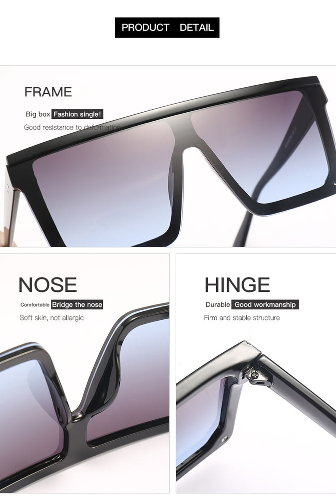 Rimless Square Vintage Ovesized Sunglasses