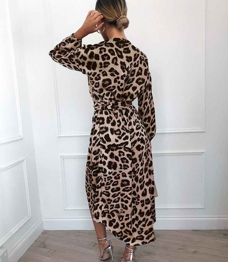 Loose Long Sleeve Leopard Dress