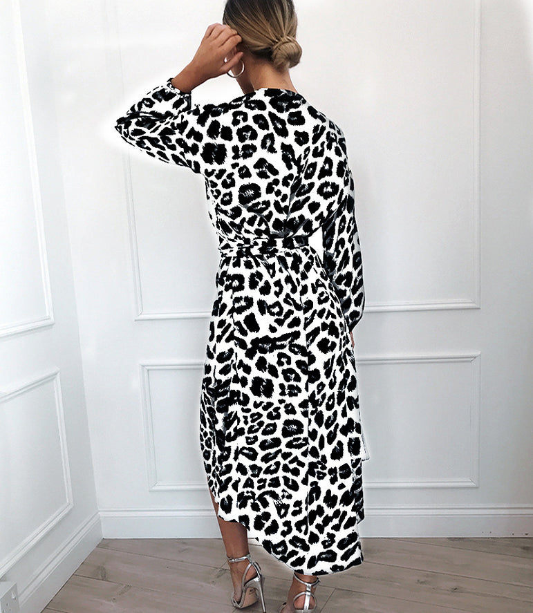 Loose Long Sleeve Leopard Dress