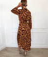 Loose Long Sleeve Leopard Dress