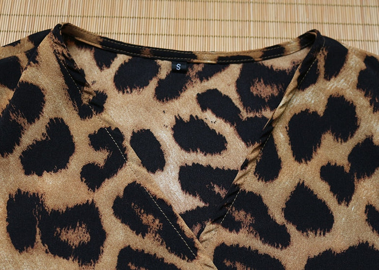 Loose Long Sleeve Leopard Dress