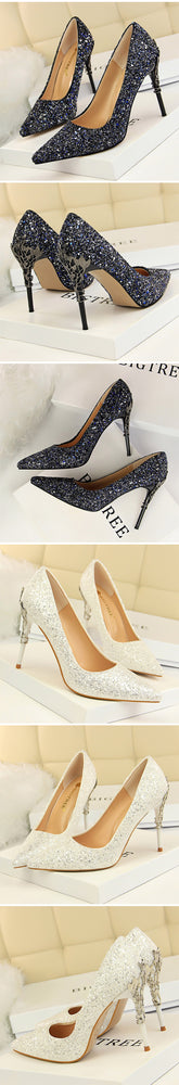 Pointed Toe Metal Women Pumps Thin High Heels