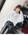 High Waist Leather Lace-up Skinny Pencil Pants