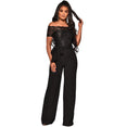 Off Shoulder Appliques Lace Patchwork Jumpsuit