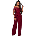 Off Shoulder Appliques Lace Patchwork Jumpsuit