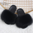 Real FOX Fur Slides Indoor Flip Flops