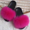 Real FOX Fur Slides Indoor Flip Flops