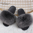 Real FOX Fur Slides Indoor Flip Flops