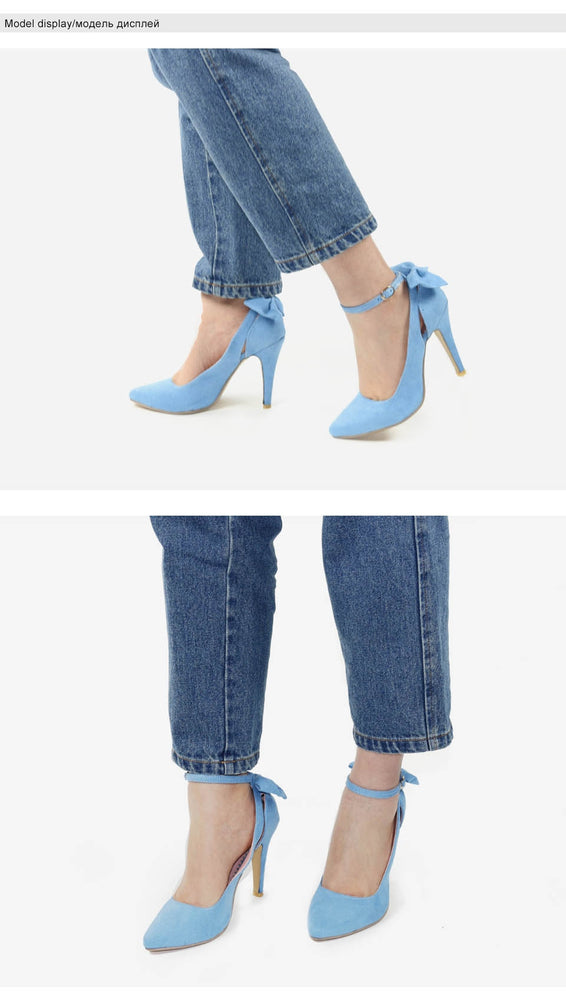 Pointed Toe Buckle Strap Butterfly Women High Heels