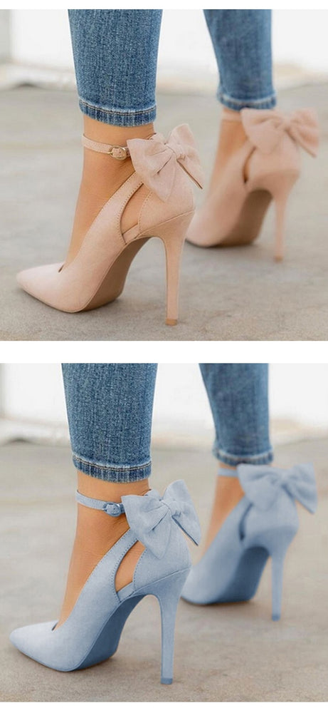 Pointed Toe Buckle Strap Butterfly Women High Heels