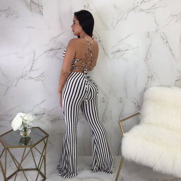 Sexy Striped Romper Clubwear Jumpsuit