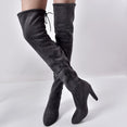 Lace Up Leather Over The Knee Boots