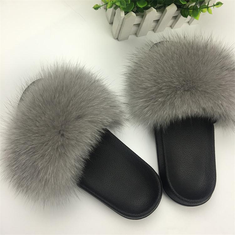 Cute Plush Fox Hair Fluffy Slippers