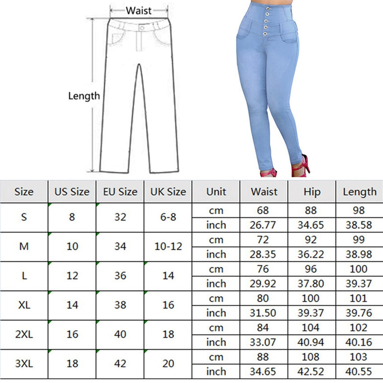 High Waist Women Jeans Elastic Pant