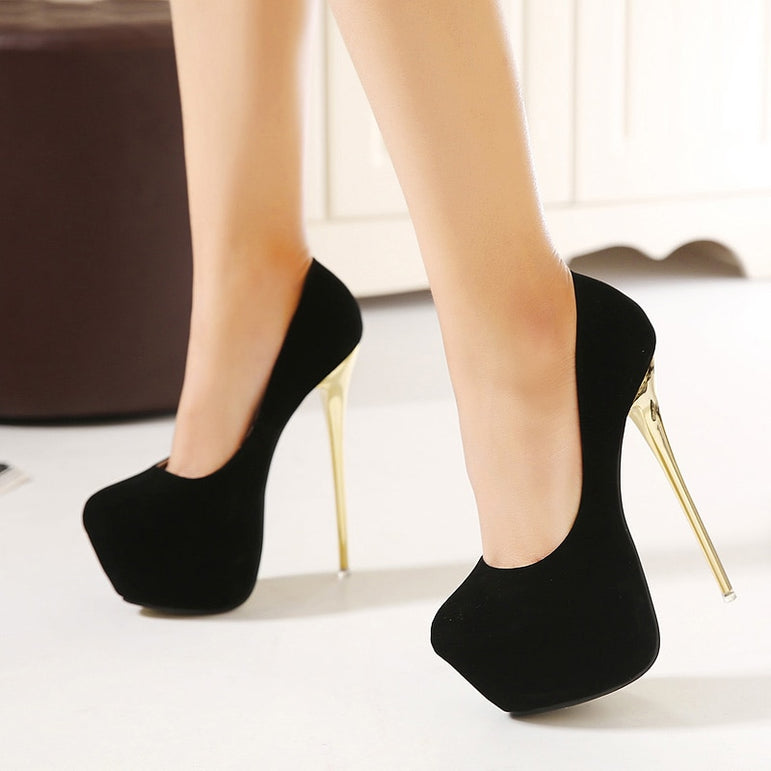 Sexy Fetish Shoes High Heel Stripper Flock Pumps