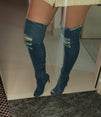 tassel jean Thigh High Boots