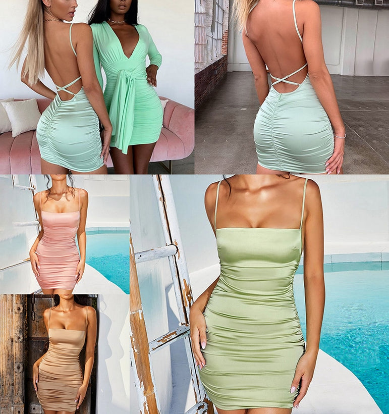 Backless Cross Bandage Strap Mini Dress