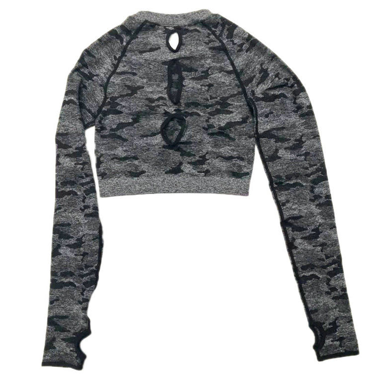 Long Sleeve Camouflage Women Yoga Set