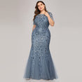 Elegant Mermaid Sequined Lace Appliques Evening Dresses