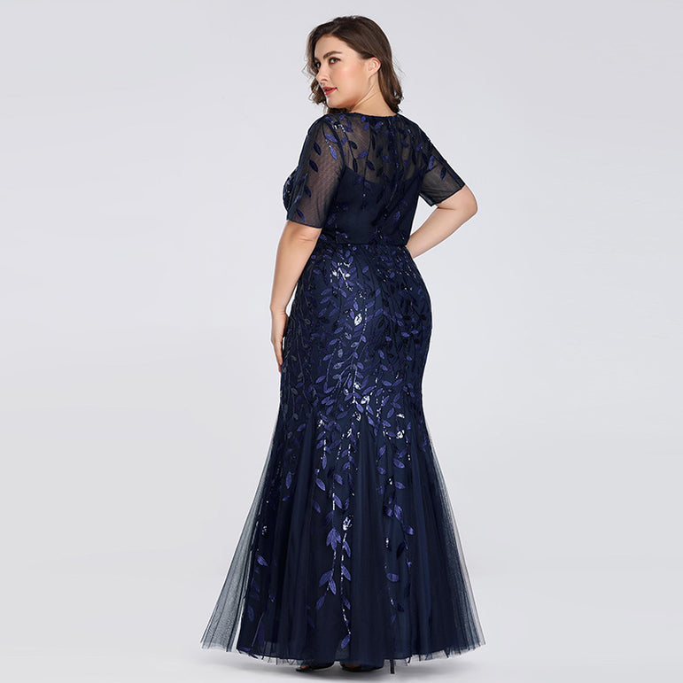 Elegant Mermaid Sequined Lace Appliques Evening Dresses