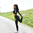 Long Sleeve Crop Top Mesh Women Sports Suits