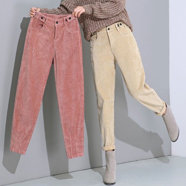 High Waist Corduroy Harem Pants