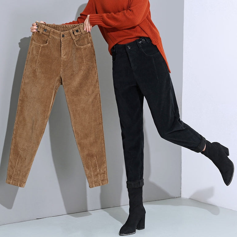 High Waist Corduroy Harem Pants