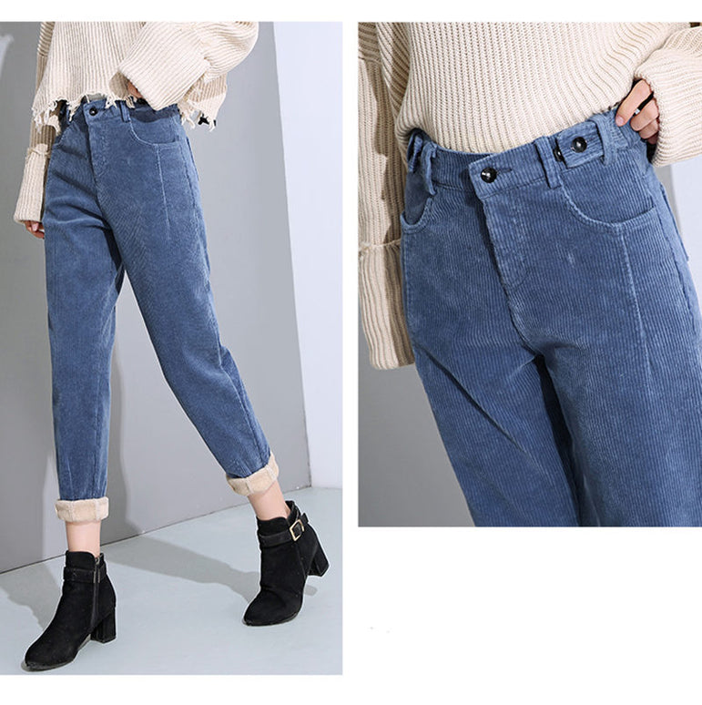 High Waist Corduroy Harem Pants