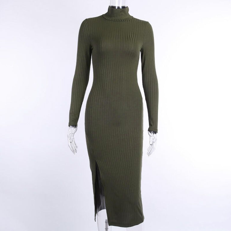 Long Sleeve Cotton Sexy Knee Length Party Dress