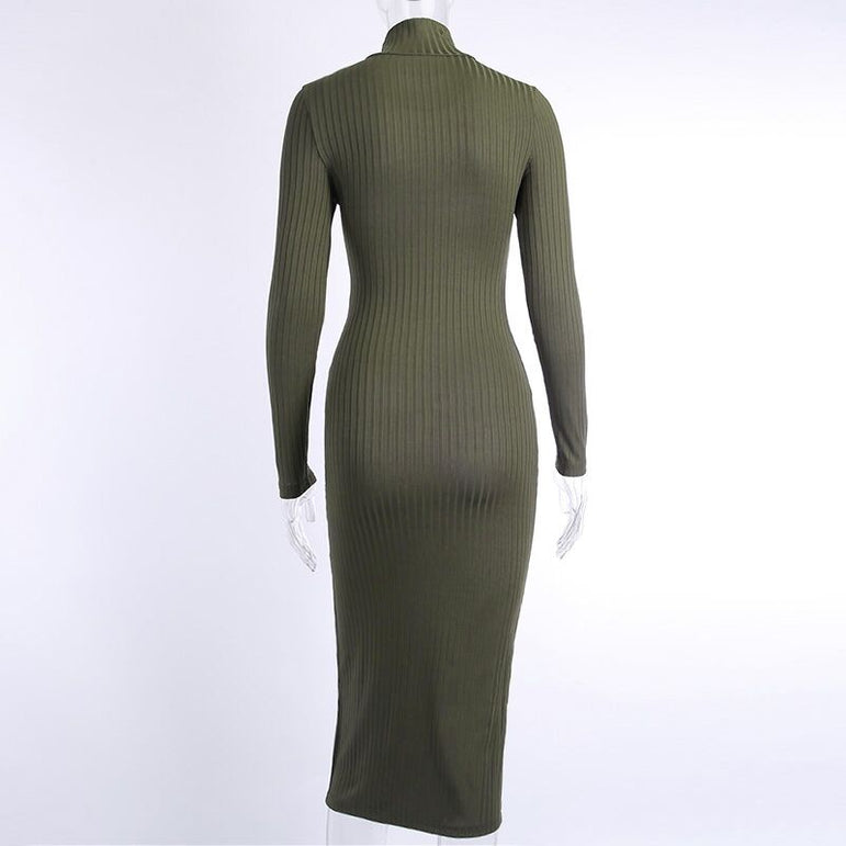 Long Sleeve Cotton Sexy Knee Length Party Dress