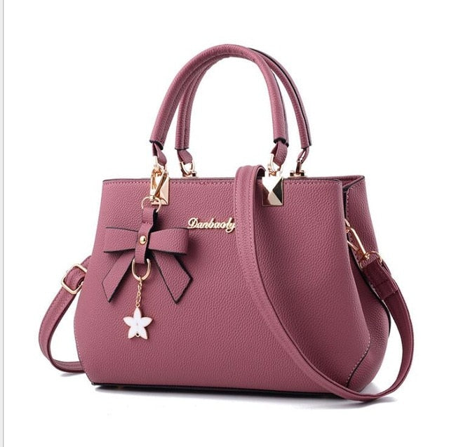 Luxury Plum Bow Sweet Messenger Crossbody Shoulder Bag