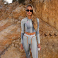 Long Sleeve Crop Top Mesh Women Sports Suits