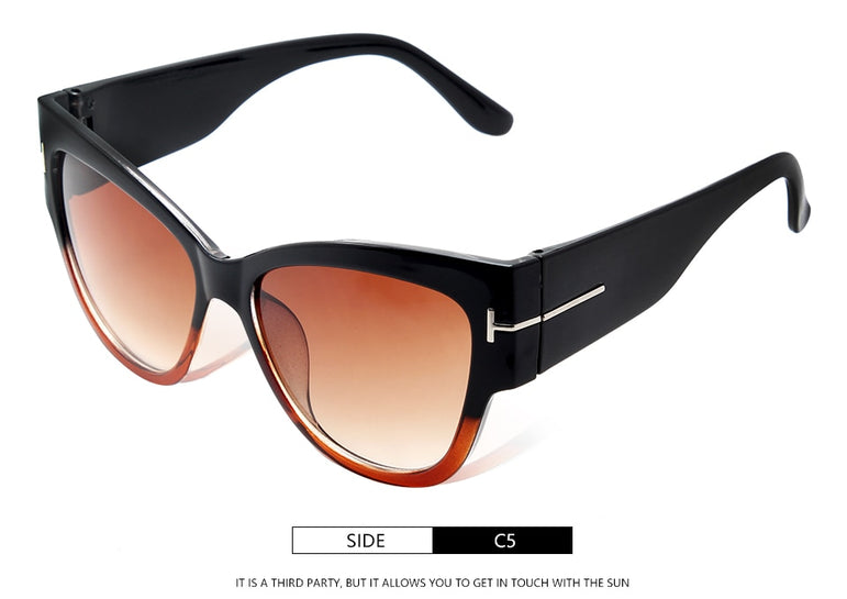 Oversized Frame Vintage Cat Eye Sunglasses