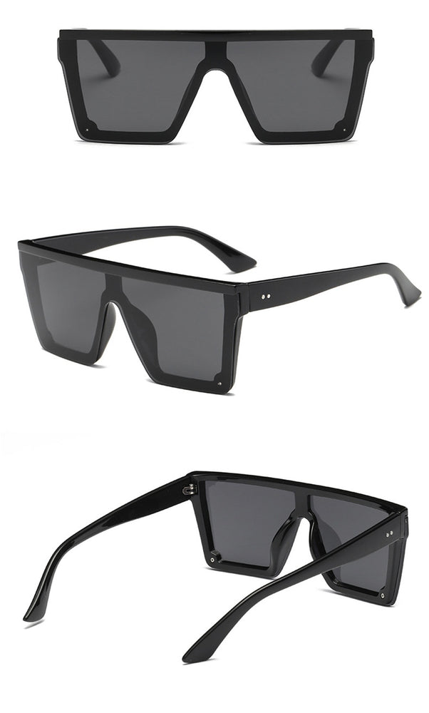 Square Flat Top Rivet Oversized Sunglasses