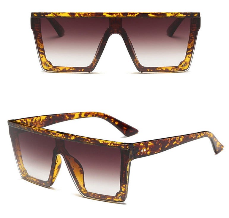 Square Flat Top Rivet Oversized Sunglasses