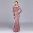 Full Sleeve Lace Appliques Mermaid Evening Dresses