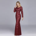 Full Sleeve Lace Appliques Mermaid Evening Dresses