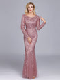 Full Sleeve Lace Appliques Mermaid Evening Dresses