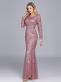 Full Sleeve Lace Appliques Mermaid Evening Dresses