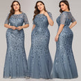 Elegant Mermaid Sequined Lace Appliques Evening Dresses