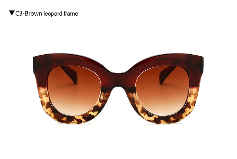 Leopard Cat Eye Oval Vintage Sunglasses