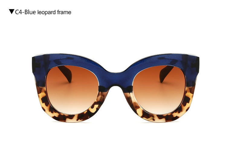 Leopard Cat Eye Oval Vintage Sunglasses