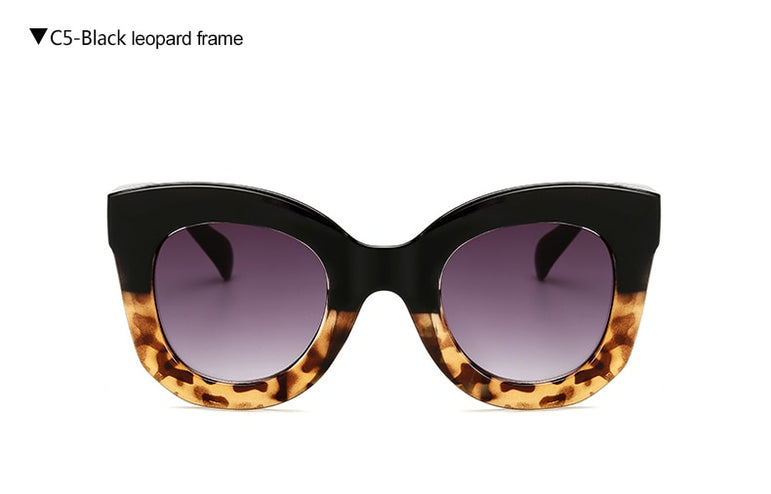 Leopard Cat Eye Oval Vintage Sunglasses