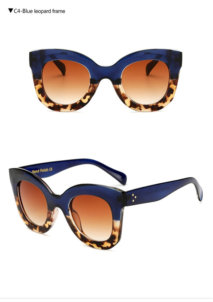 Leopard Cat Eye Oval Vintage Sunglasses