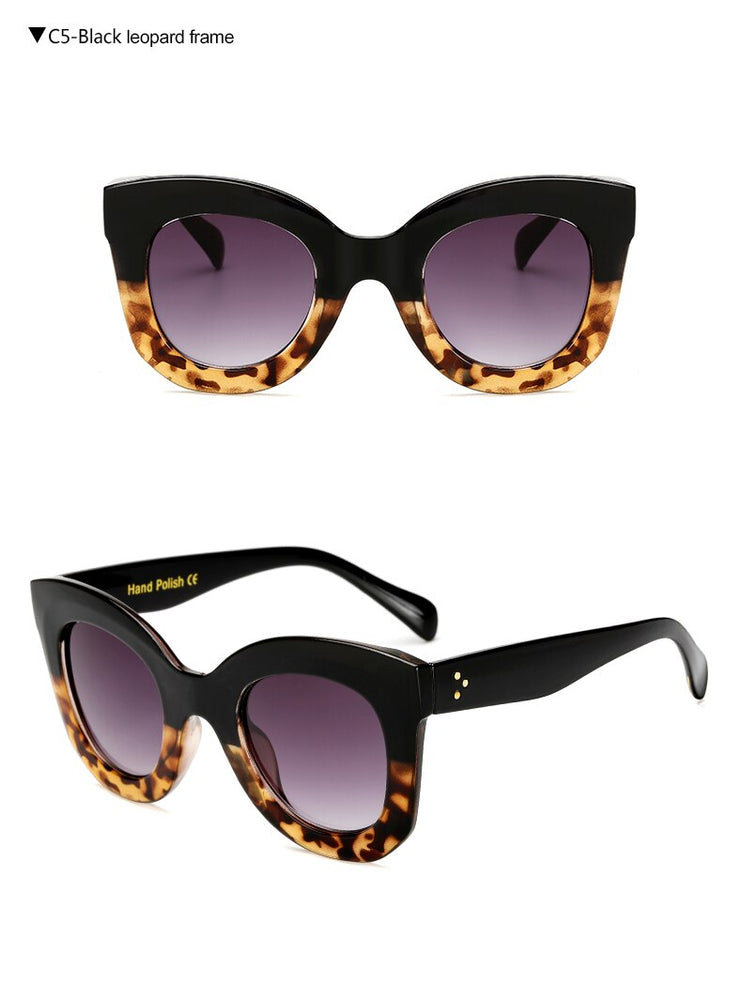 Leopard Cat Eye Oval Vintage Sunglasses