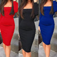 Elegant Long Sleeve Bodycon Cotton Dress