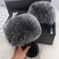 Real FOX Fur Slides Indoor Flip Flops