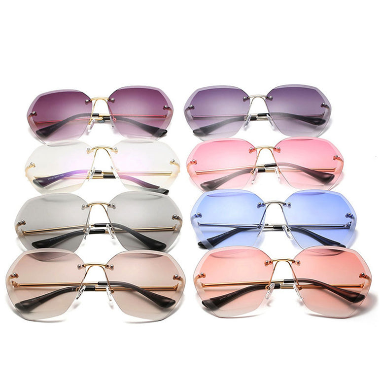 Clear Lens Oversized Rimless Sunglasses