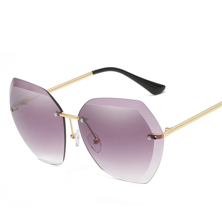 Clear Lens Oversized Rimless Sunglasses