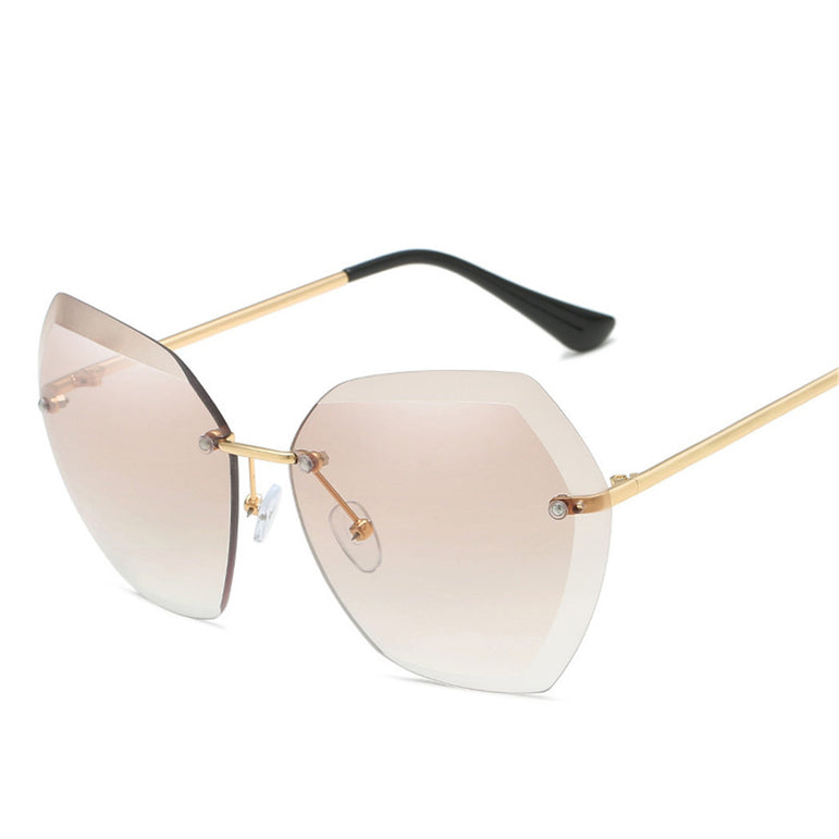 Clear Lens Oversized Rimless Sunglasses